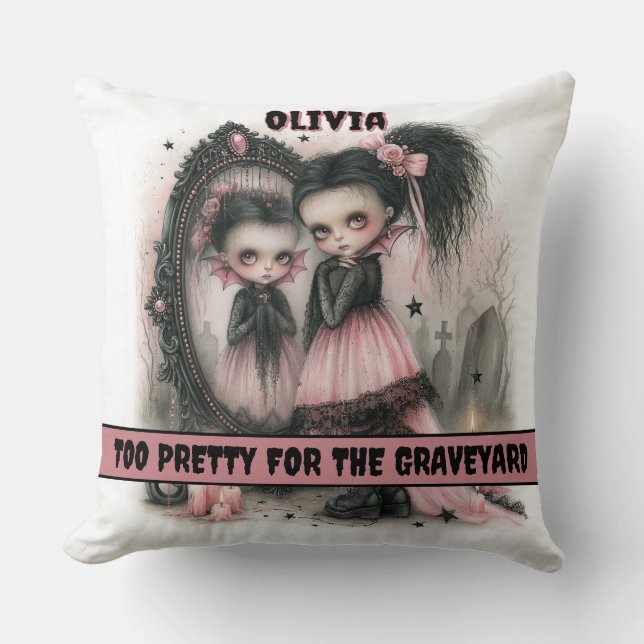 Pastel Goth Vampire Mirror Art  Spooky  Cushion (Front)