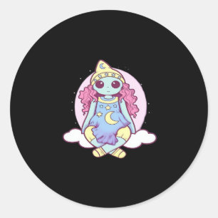 Pastel Goth Whimsigoth Clown Ragdoll Classic Round Sticker