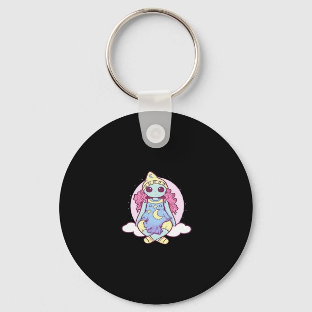 Pastel Goth Whimsigoth Clown Ragdoll Key Ring (Front)