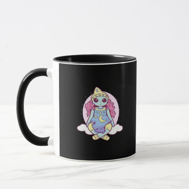 Pastel Goth Whimsigoth Clown Ragdoll Mug (Left)
