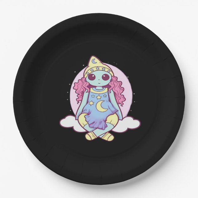 Pastel Goth Whimsigoth Clown Ragdoll Paper Plate (Front)