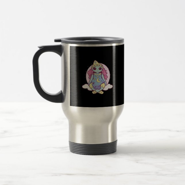 Pastel Goth Whimsigoth Clown Ragdoll Travel Mug (Left)