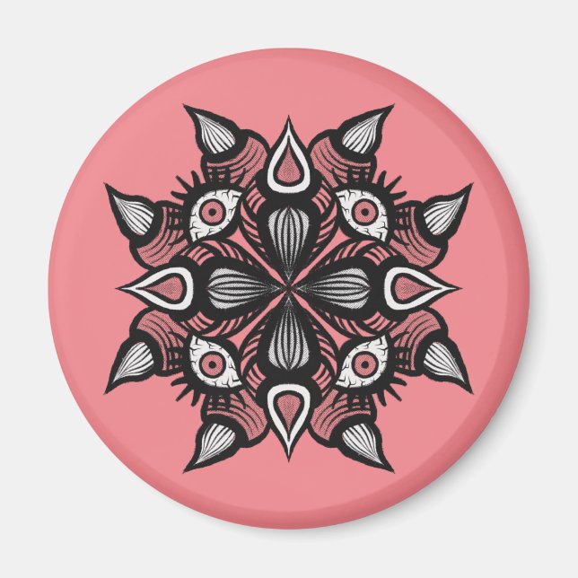 Pastel Goth Witch Design - Black Pink Monster Magnet (Front)