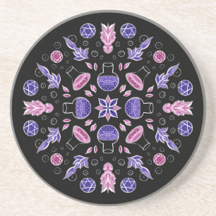 Pastel goth witch potion pentagram pink purple coaster