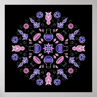 Pastel goth witch potion pentagram pink purple poster