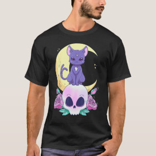 Pastel Goth Witchy Cat Cute Creepy Wiccan Cat And T-Shirt