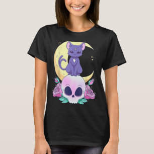 Pastel Goth Witchy Cat Cute Creepy Wiccan Cat And T-Shirt