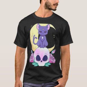 Pastel Goth Witchy Cat Cute Creepy Wiccan Cat And  T-Shirt