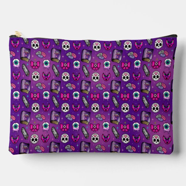 Pastel Goth - Witchy - Purple Halloween Accessory Pouch (Front)