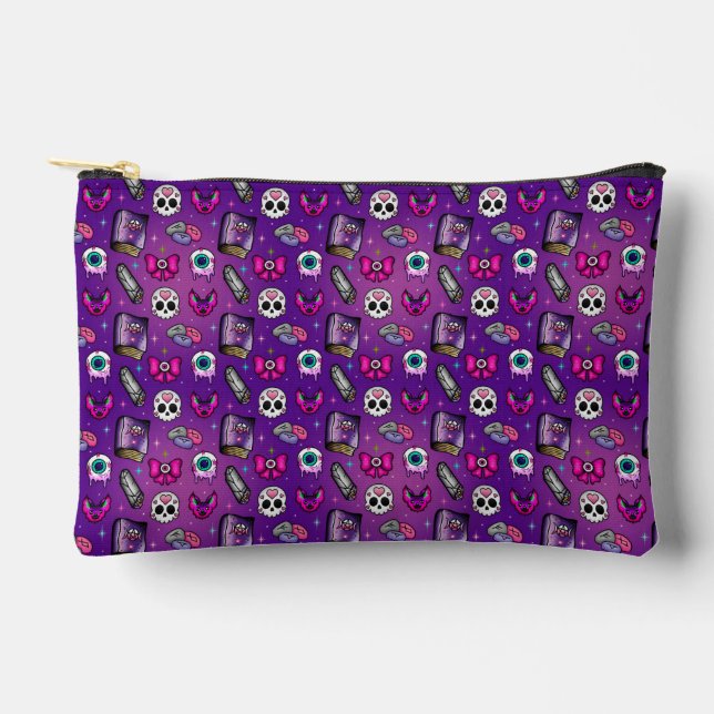 Pastel Goth - Witchy - Purple Halloween Accessory Pouch (Front)