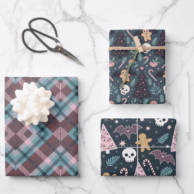 Pastel Gothic Christmas  Wrapping Paper Sheet (Front)