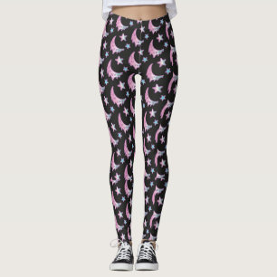 Pastel Gothic Dripping Moon and Stars Leggings