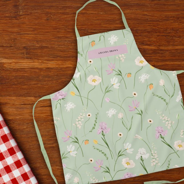 Pastel Grace Floral  Elegance Trendy Apron (Creator Uploaded)
