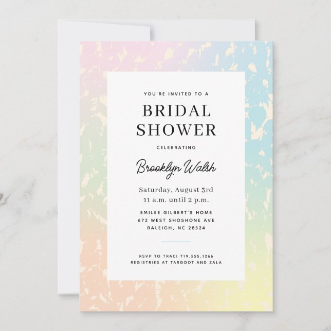 Pastel Gradient Animal Print Bridal Shower Invitation (Front)