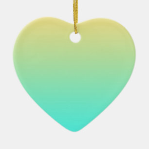 Pastel Gradient Background Turquoise Yellow Ceramic Tree Decoration