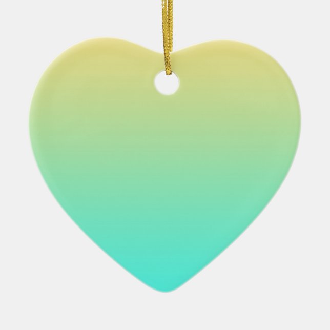 Pastel Gradient Background Turquoise Yellow Ceramic Tree Decoration (Front)