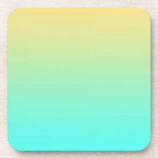 Pastel Gradient Background Turquoise Yellow Coaster