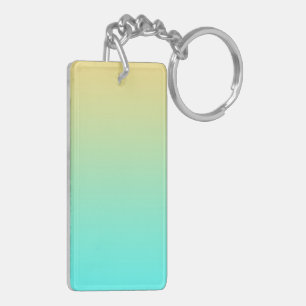 Pastel Gradient Background Turquoise Yellow Key Ring