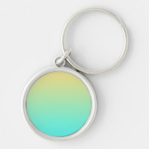 Pastel Gradient Background Turquoise Yellow Key Ring