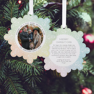 Pastel Gradient Blizzard Dots Snowy Photo Holiday Tree Decoration Card