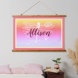 Pastel gradient dragonfly personalised  hanging tapestry