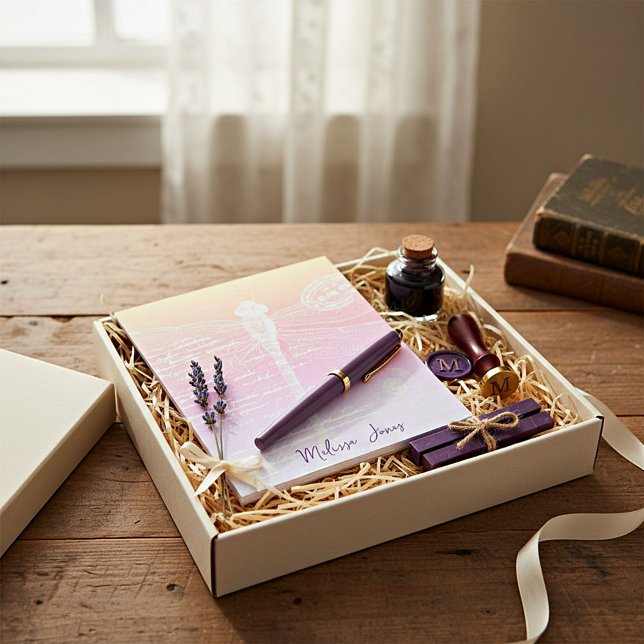 Pastel gradient dragonfly personalised notepad (Creator Uploaded)