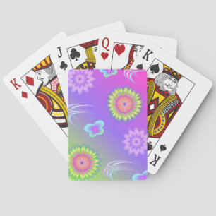 Pastel Gradient Flowers and Butterflies Playing Cards