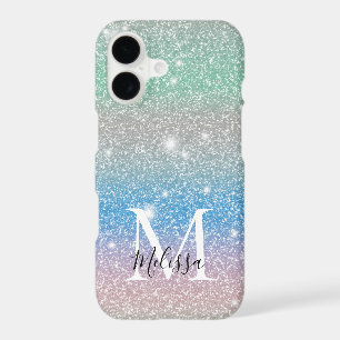 Pastel Gradient Glitter Sparkle Monogram Name