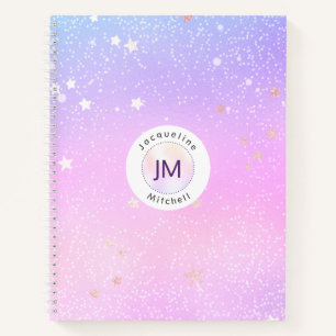 Pastel Gradient Glitter Stars Iridescent Galaxy Notebook