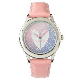 Pastel gradient + spot print heart personalised watch