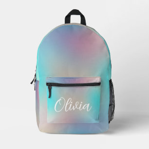 Pastel gradient tone colourful futuristic printed backpack