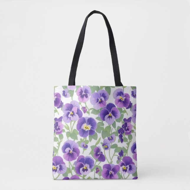 Pastel Graphic Purple Pansies Tote Bag (Front)