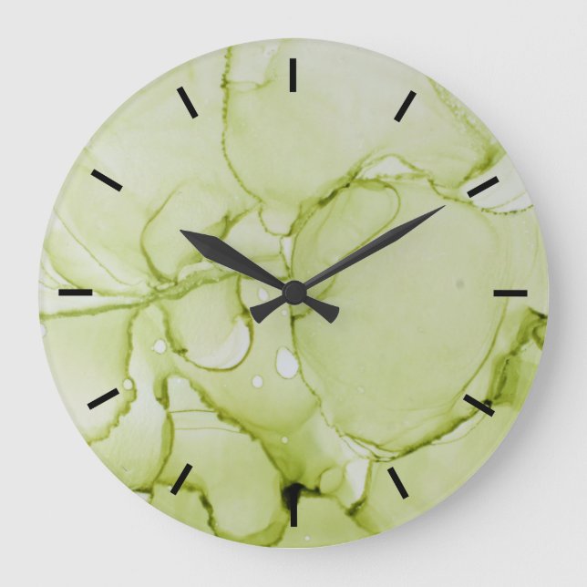 Pastel Green Abstract Large Clock Without Numbers (Front)