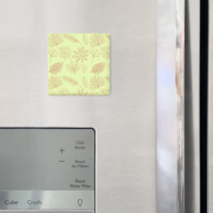 Pastel Green and Beige Leaves Pattern  Magnet