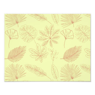 Pastel Green and Beige Leaves Pattern Photo Print