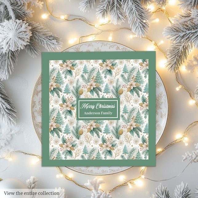 Pastel Green and Gold Napkins Luxe Christmas  (Pastel Green and Gold Napkins Luxe Christmas Wrap)