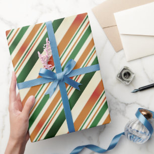 Pastel Green and Orange Retro Elegant Stylish Wrapping Paper