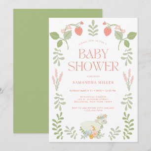 Pastel Green and Pink Cute Floral Baby Shower Invitation