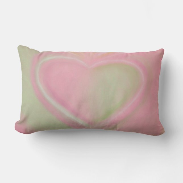 Pastel Green and Pink Heart Throw Pillow-small Lumbar Cushion (Front)