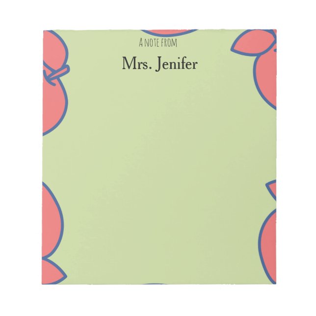 Pastel Green and Red Apple Notepad (Front)