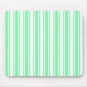 Pastel green and white candy stripes mouse mat