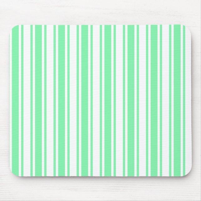 Pastel green and white candy stripes mouse mat (Front)