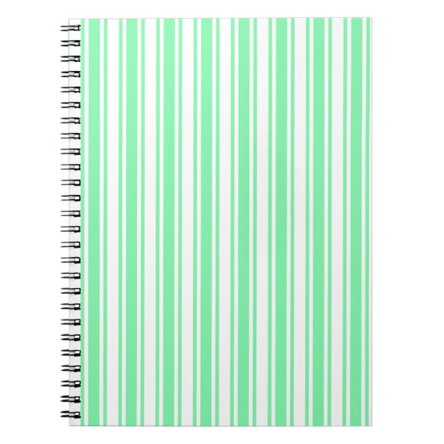 Pastel green and white candy stripes notebook (Front)