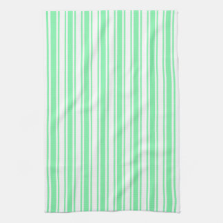 Pastel green and white candy stripes tea towel