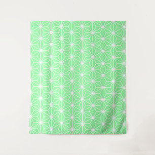 Pastel Green Art Deco Style Triangles Pattern Tapestry