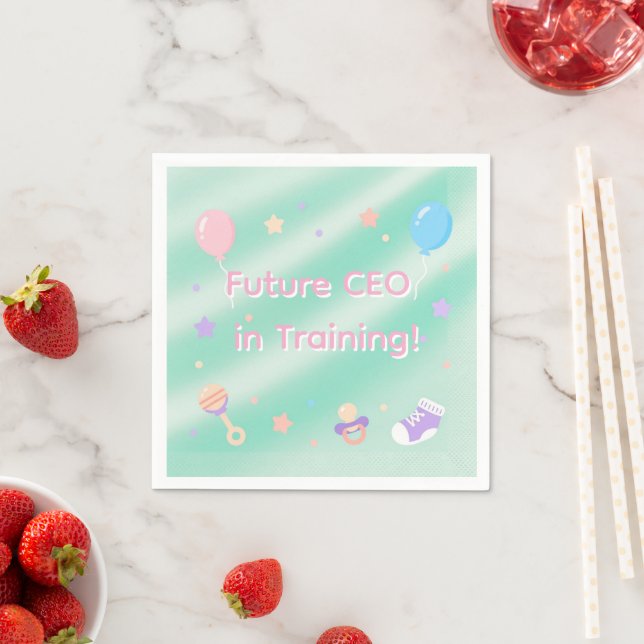 Pastel green Baby Birthday Napkins (Insitu)