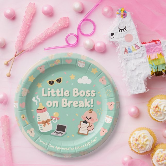 Pastel green Baby Birthday Paper Plates (Party)