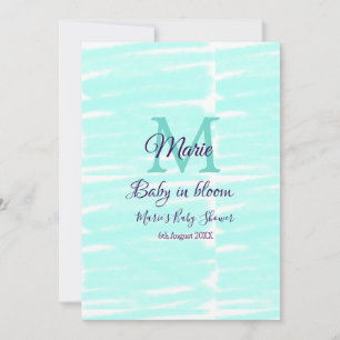 Pastel green baby in bloom monogram baby shower te invitation