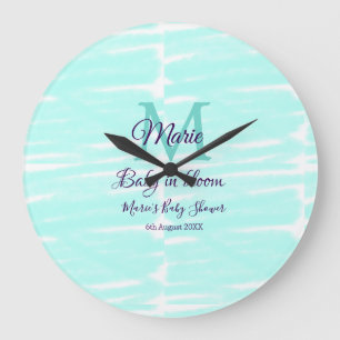 Pastel green baby in bloom monogram baby shower te large clock