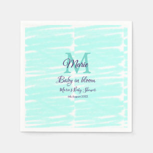 Pastel green baby in bloom monogram baby shower te napkin